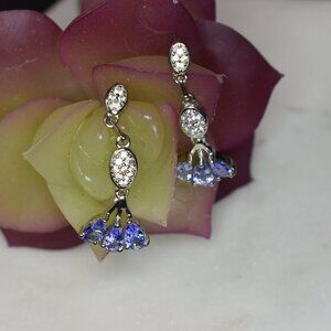 Tanzanite and Zircon Dangle Earrings